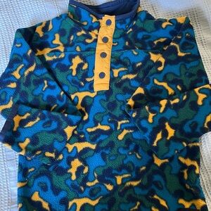 Burton Kids' Blue and Yellow Camouflage Fleece Pullover.